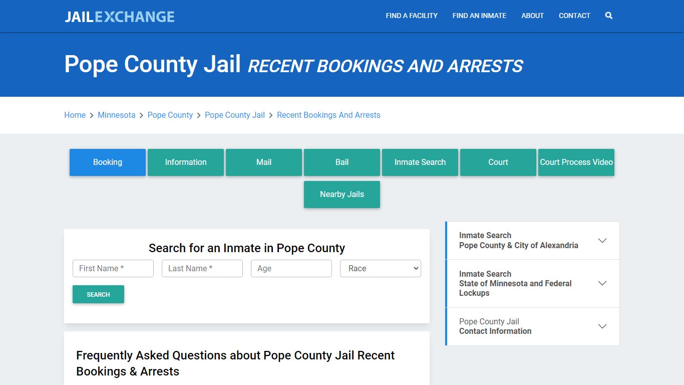 Pope County Jail Recent Bookings And Arrests - Jail Exchange